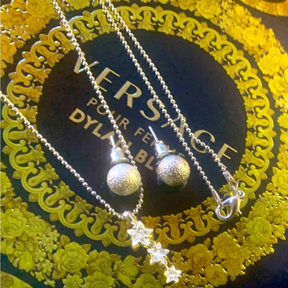 💫👑Juego aretes oro blanco 💫Dije3 estrellas de diamantes blancos💫👑 #JK12